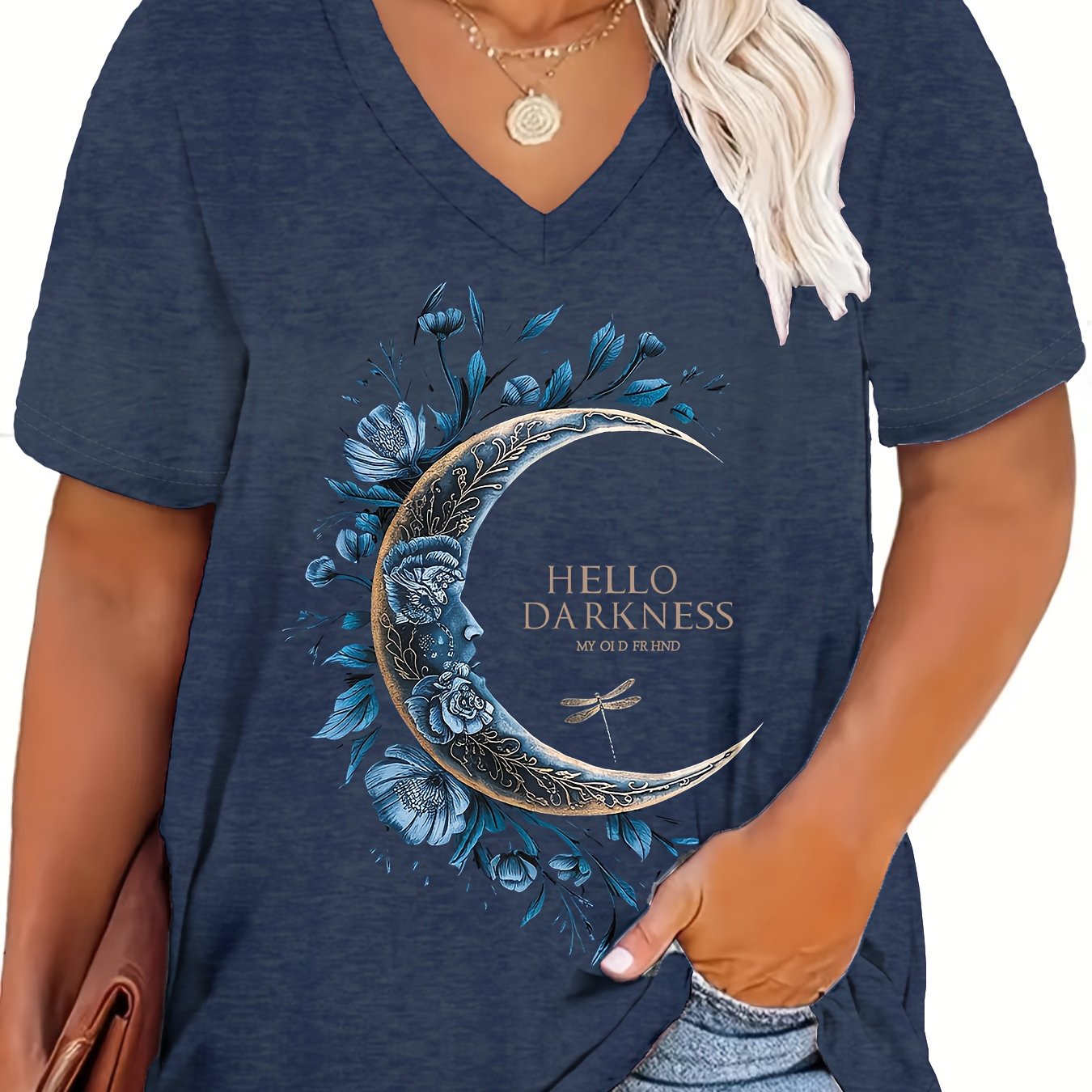 Women's Plus Size Letter Print Casual T-Shirt Summer Loose Top