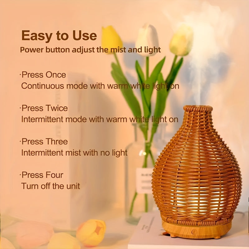 Wicker Humidifier for Sleep and Relaxation with Aromatherapy for Bedroom Office Travel