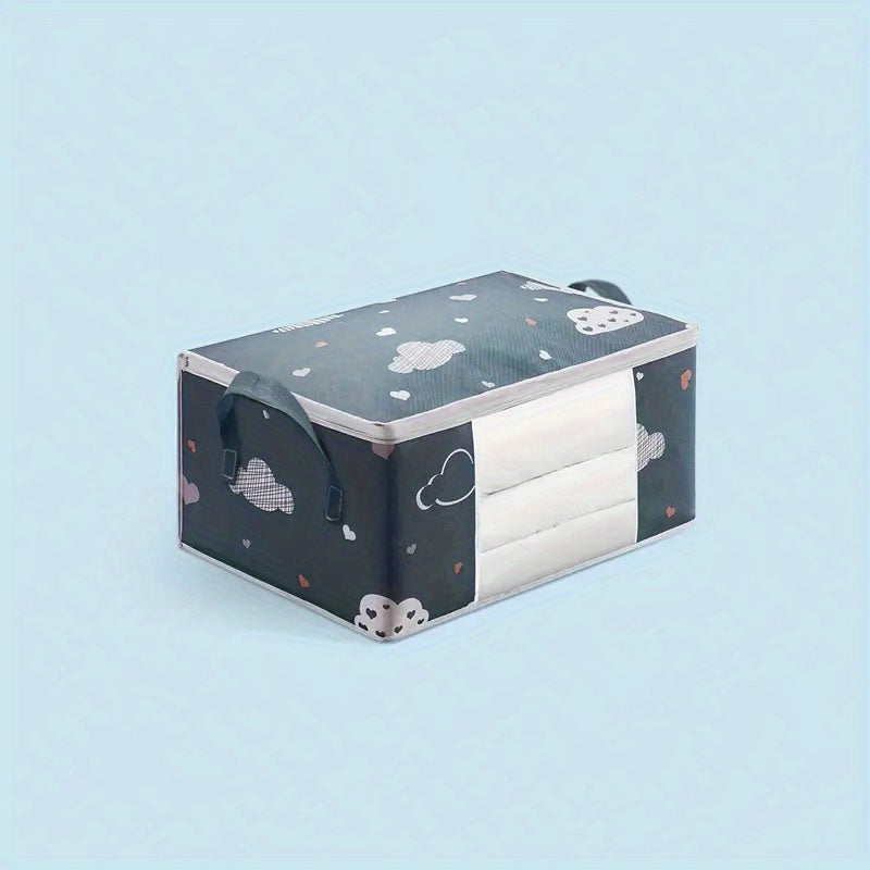 Kiyimlar va ko'rpa-to'shaklar uchun katta paxta saqlash sumkasi, changdan himoyalangan, ko'chirish yoki uy tartibini tashkil etish uchun ideal. Uy jihozlarini saqlash va joyingizni tartibda saqlash uchun ideal.