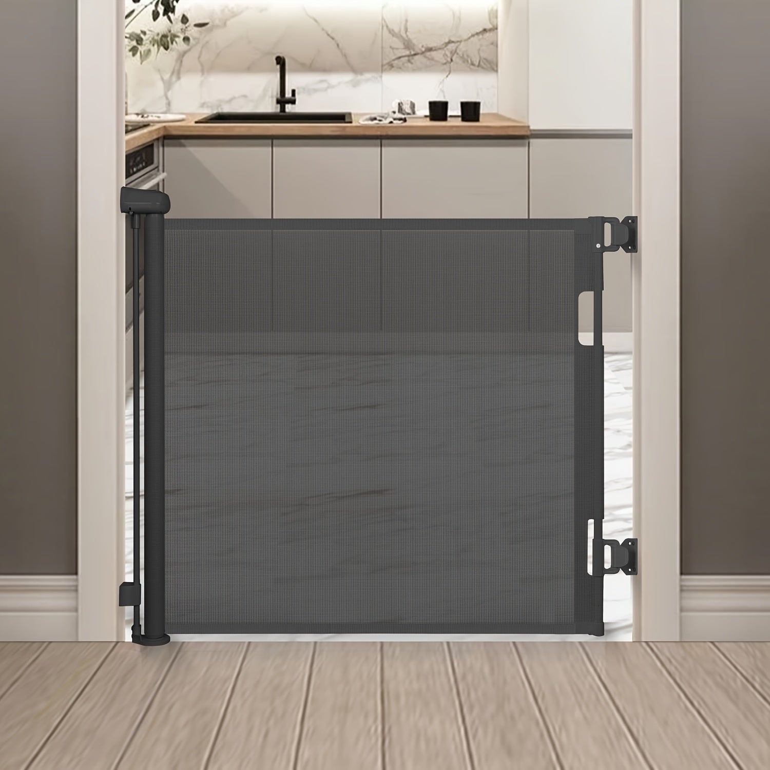 Indoor Mesh Pet Gate for Doorways Stairs Hallways PVC Plastic Safety Barrier