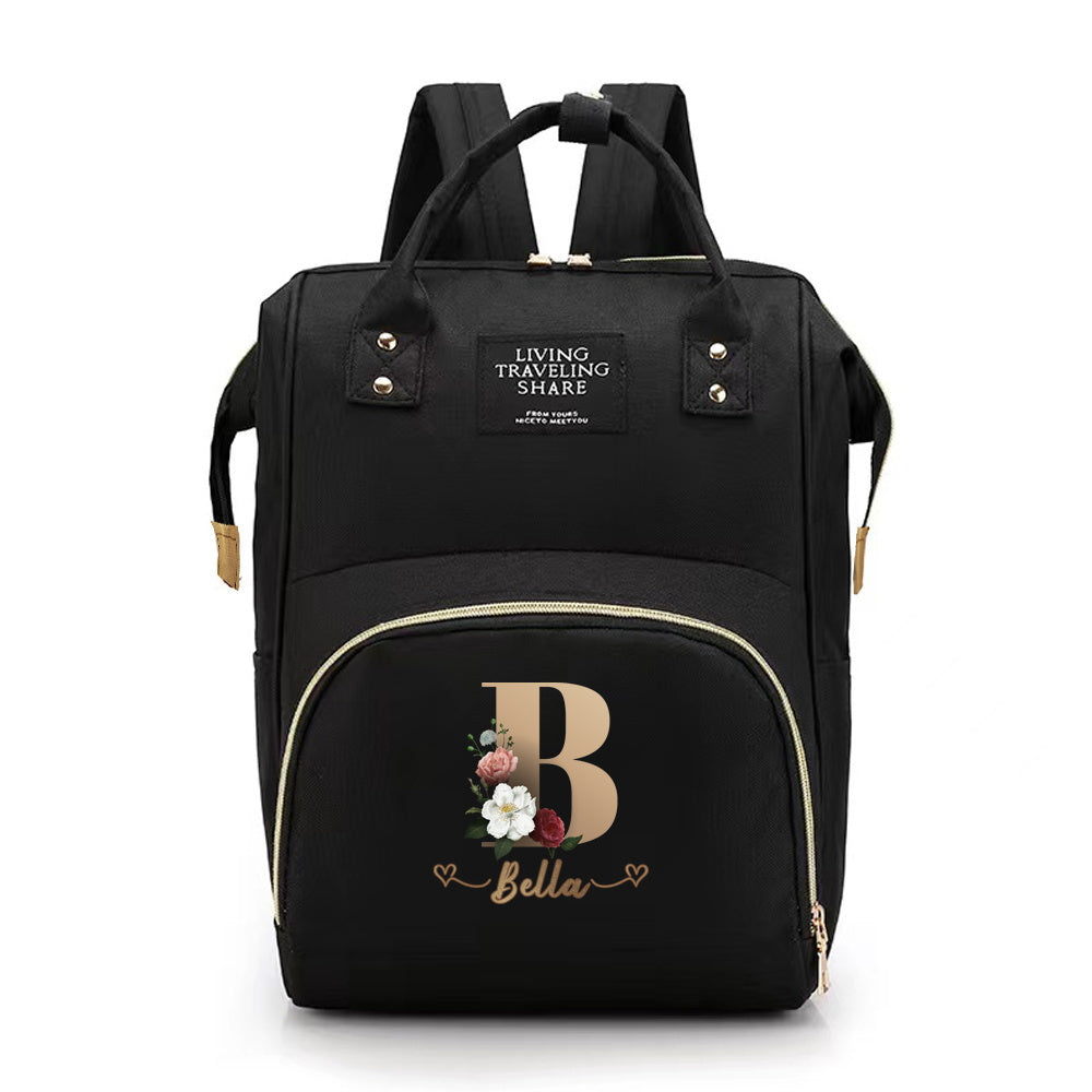 Personalized Mommy Diaper Bag with Custom Initials, Oxford Cloth, Generous Storage