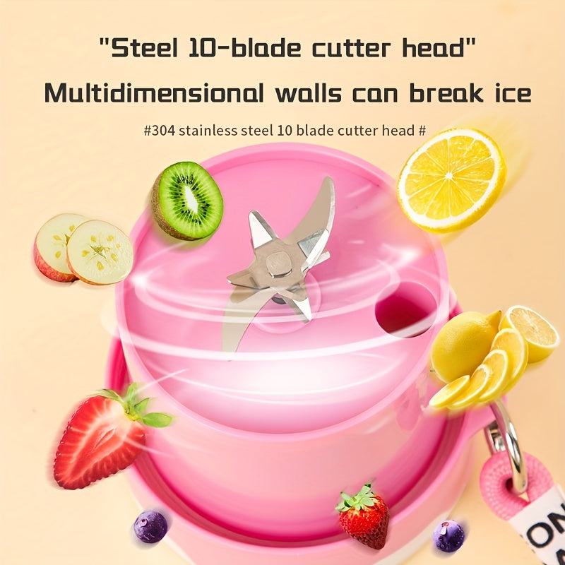 Rechargeable Compact Juicer Cup with USB Charging and 1300mAh Battery for Home and On-the-Go