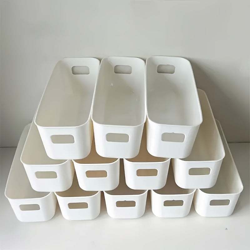 Set of 5 Plastic Storage Bins with Handles for Home Office Wardrobe Organization