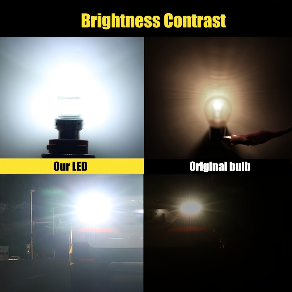 2 Pack LED Car Turn Signal and Reverse Bulbs White 1156 7440 3157 P21W