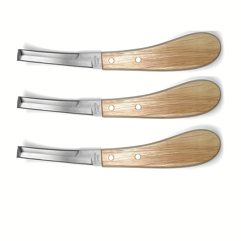 Hoof Knife Set with Double-Sided Blades and Wooden Handles for Horses 2 or 3 Pieces