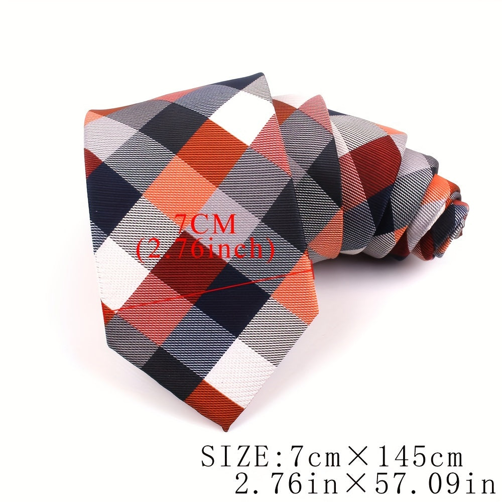 Men's Plaid Jacquard Necktie Polyester Woven Formal Wedding Tie