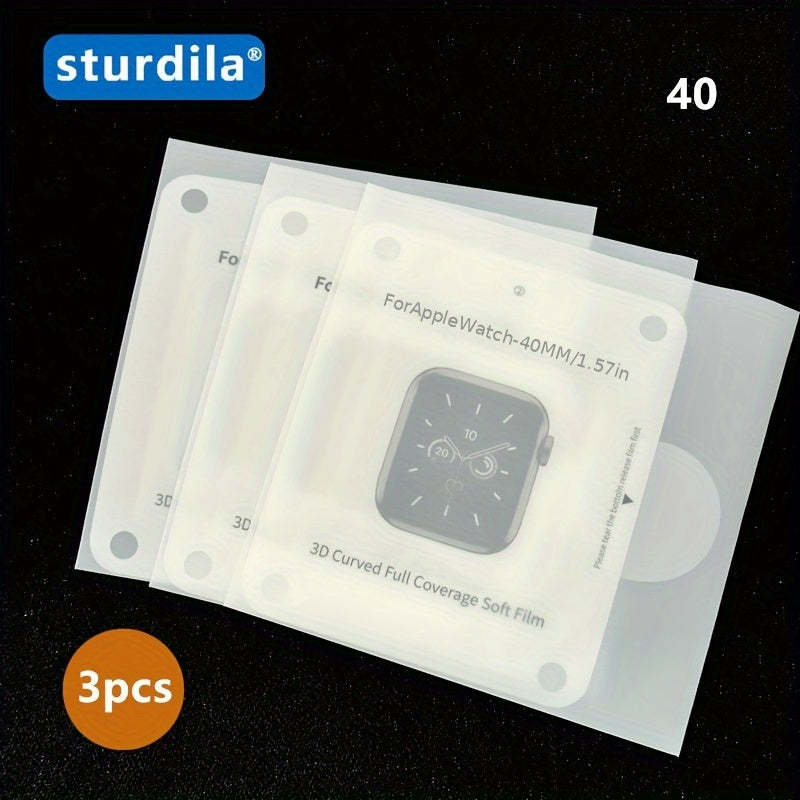 3Pcs Apple Watch Screen Protector Series 8 9 Ultra TPU Full Coverage Scratch-Resistant