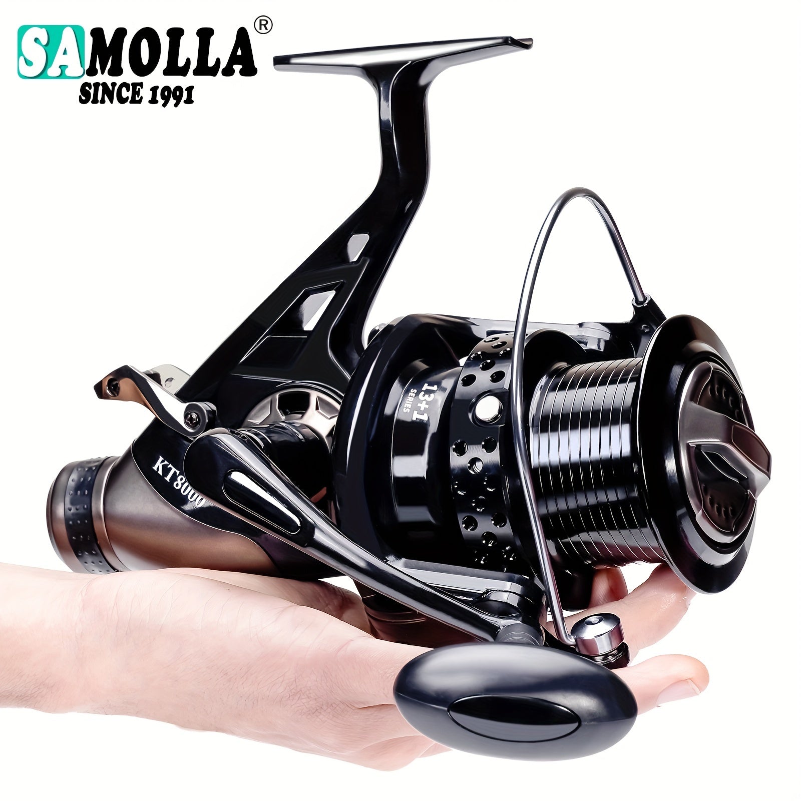 Dual Drag Spinning Reel 3000-8000 Series for Carp Fishing Ambidextrous Graphite Aluminum Alloy