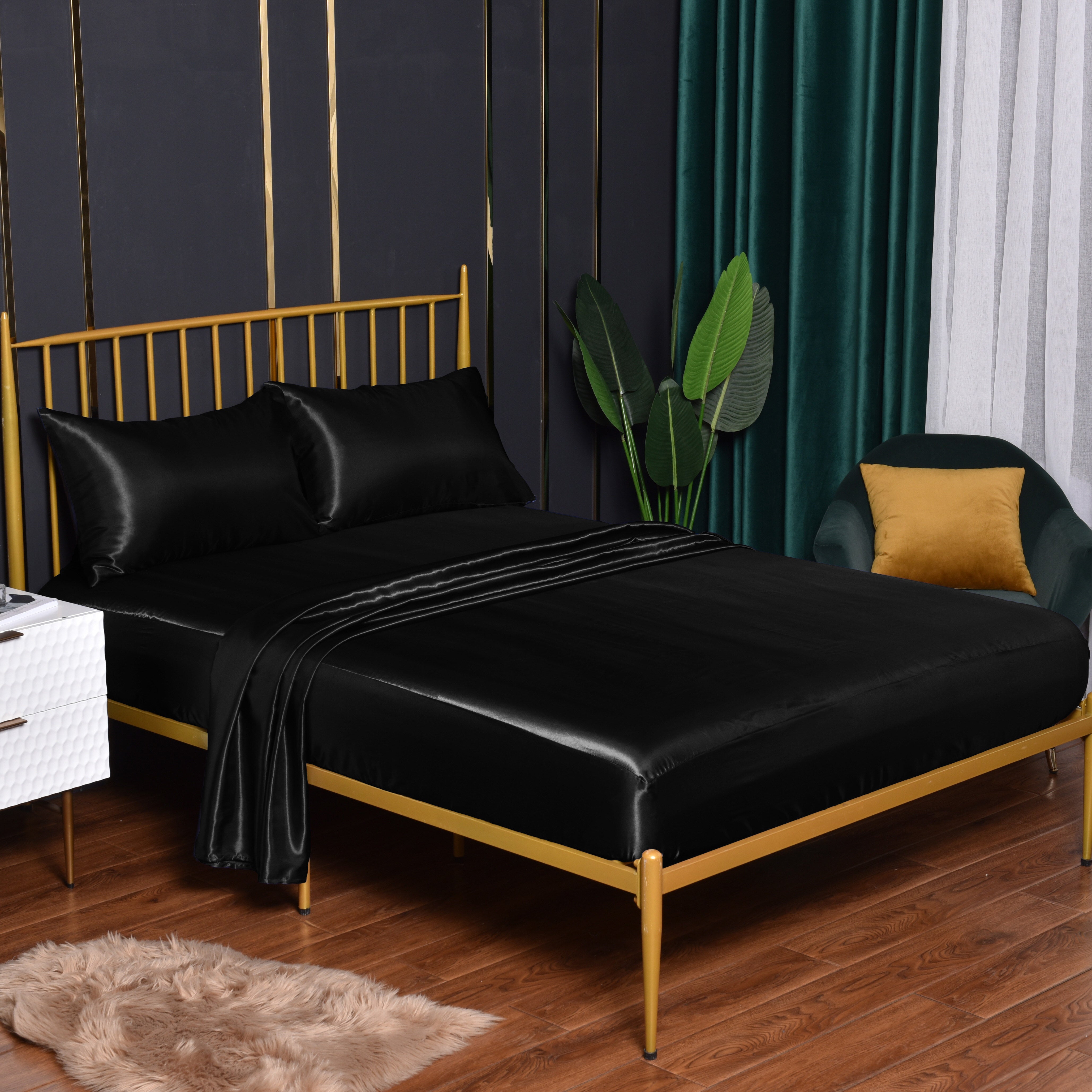 Комплект простыней из стирки шелкового сатина доступен в 3 или 4 предметах. Идеально подходит для спальни, гостевой комнаты или отеля. В комплект входит 1 плоская простыня, 1 простыня на резинке и 1 или 2 наволочки. Ядро не включено.