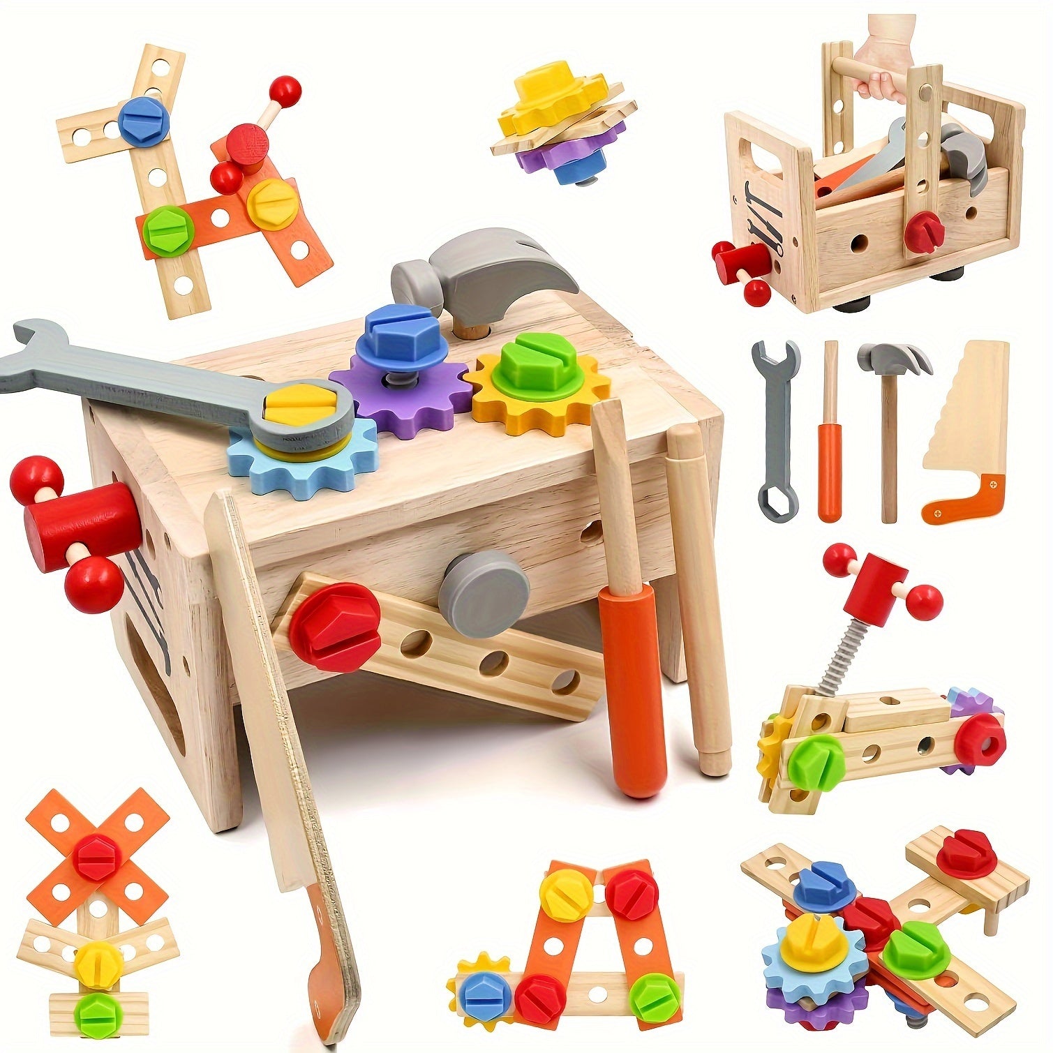29-Piece Wooden Tool Set for Kids with Storage Box STEM Educational Toys for Ages 3-6