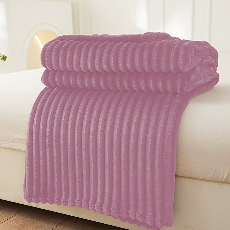 Large Plush Blanket with Thick Stripes for Cozy Comfort