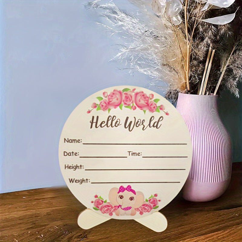 Wooden Birth Announcement Sign Set for Children 14 Months Plus with Stand Ink Pad and Pen