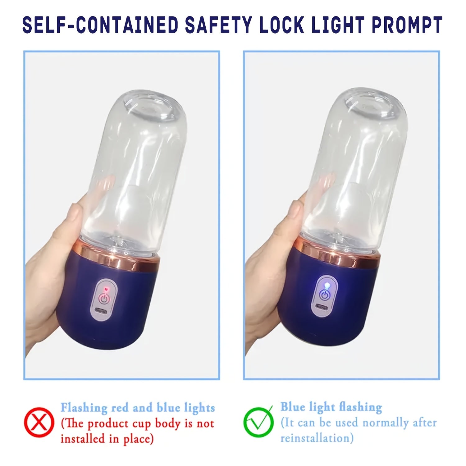 Licuadora personal recargable por USB portátil para batidos y fruta, azul o rosa