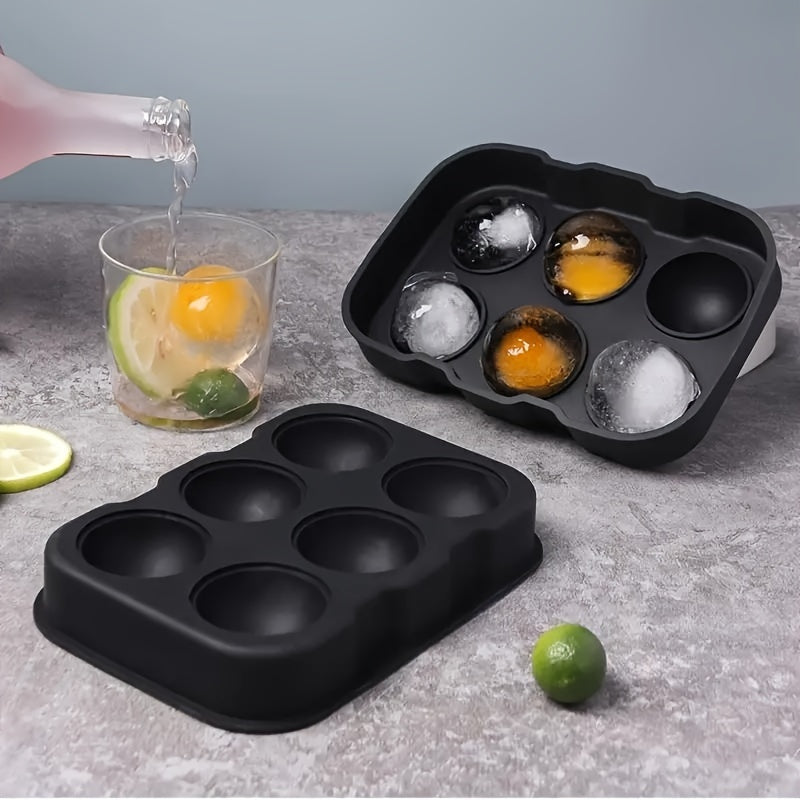 Silicone Ice Cube Tray 6 Large Round Cavities for Whiskey and Cocktails
