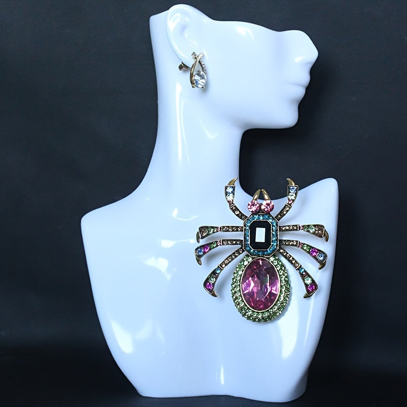 Rhinestone Brooch with Retro Spider Design for Party and Formal Wear