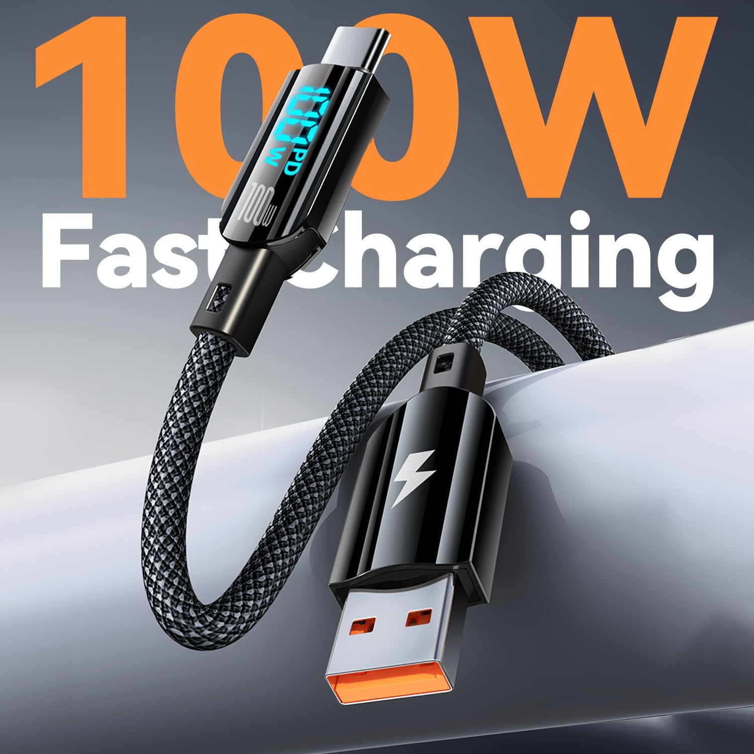 100W USB-A to Type C Fast Charging Data Cable for Smartphones and Devices