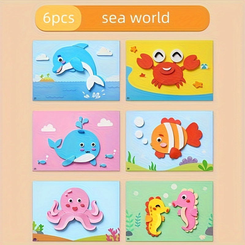 DIY 3D Stickers for Kids Educational Holiday Gift Paper Mixed Color Pack of 6 or 12