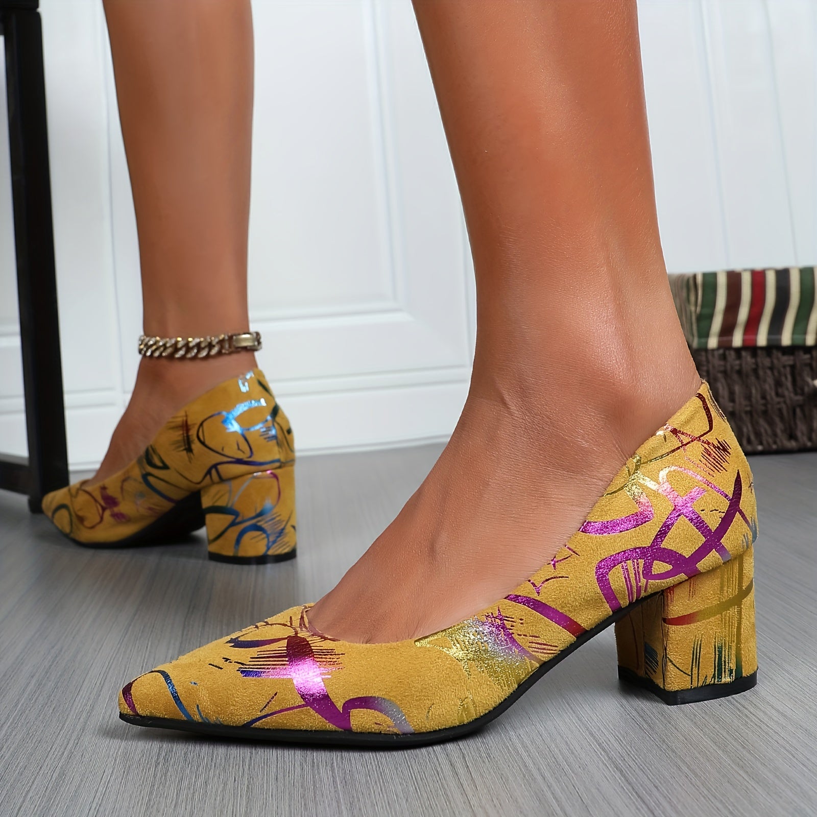 Women's Dress Pumps Mid Heel Pointed Toe Solid Colors Comfortable Lightweight