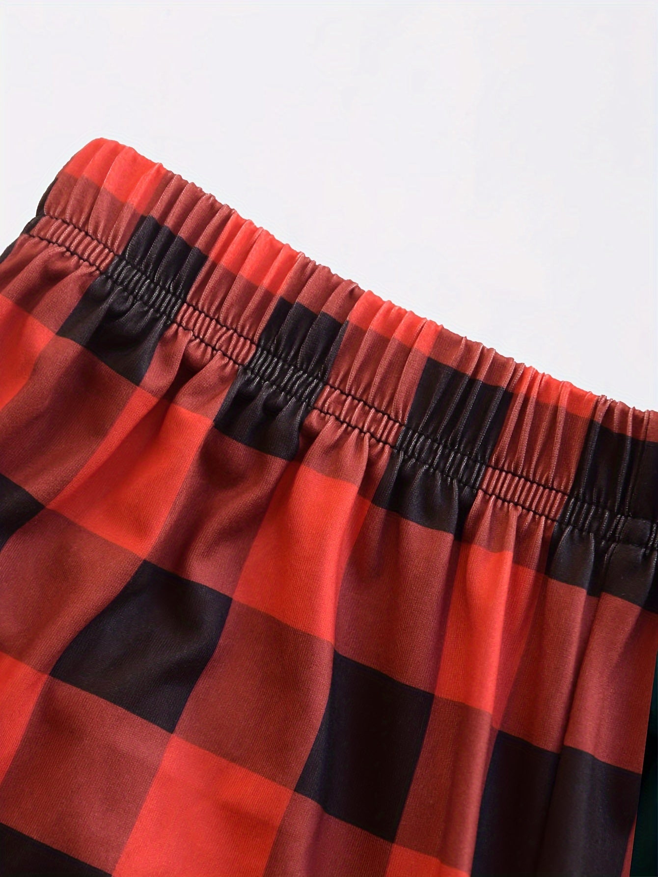 Conjunto de pijama de cuadros para mujer, camiseta de manga corta de jersey y pantalones con cintura elástica