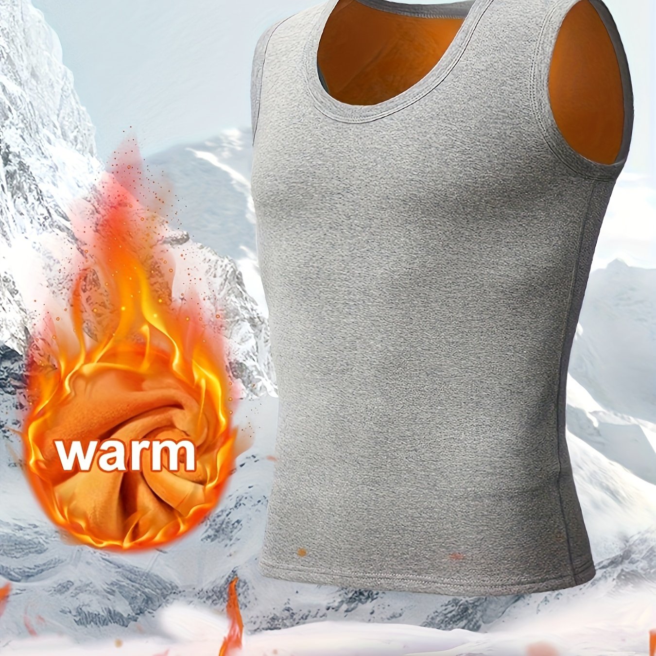 Men's Slim Fit Thermal Tank Top Windproof Fleece Lined for Fall Winter Outdoor