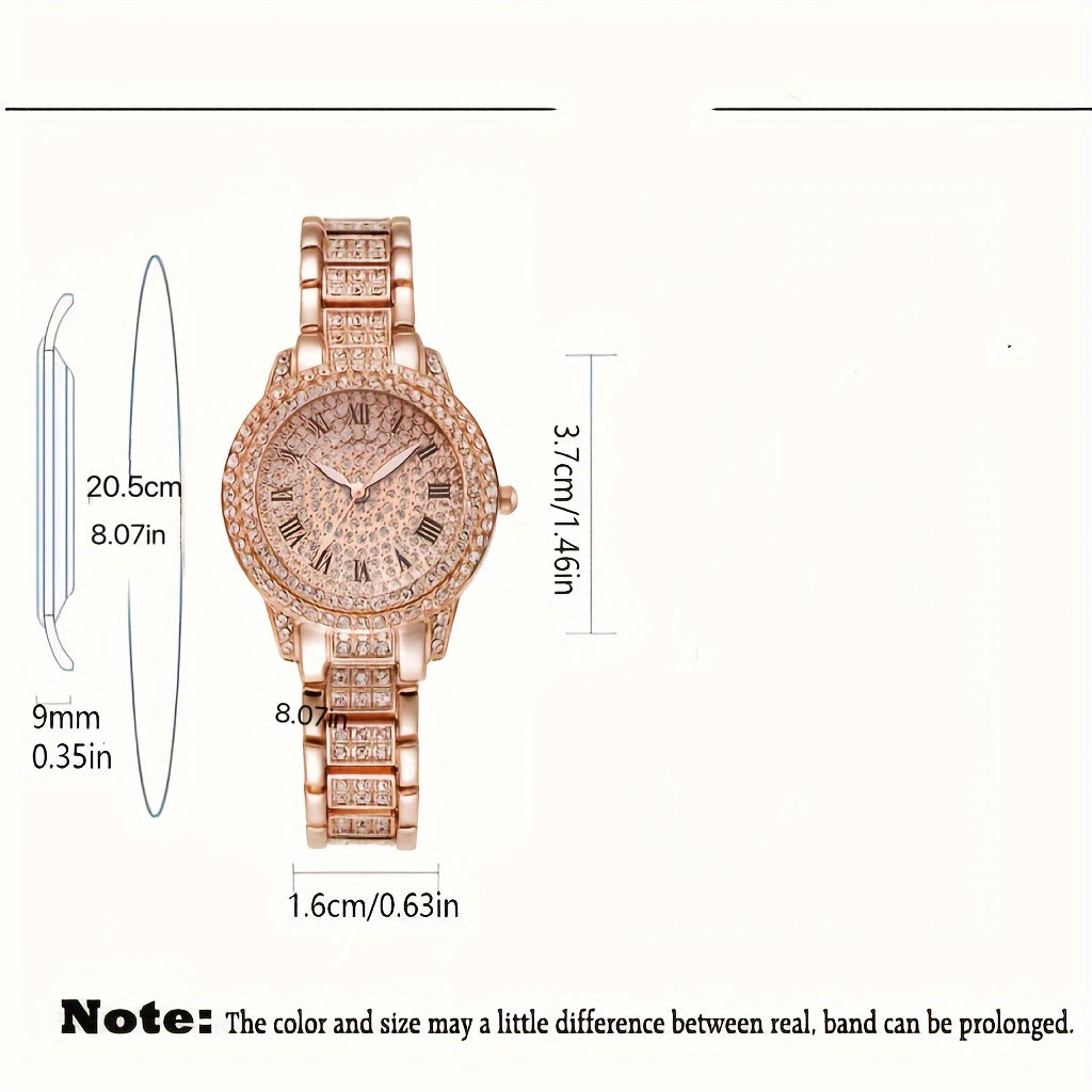 Reloj de cuarzo con esfera estrellada elegante y piedras de rhinestone para mujer