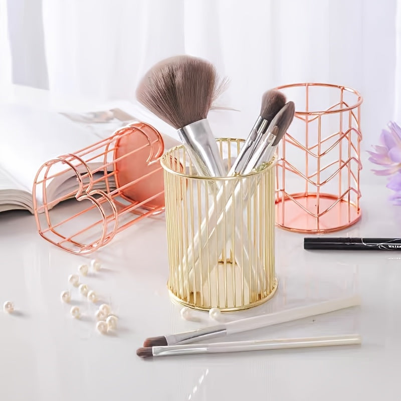 Metal Makeup Brush Holder Pen and Pencil Cup Organizer Durable Stylish Storage