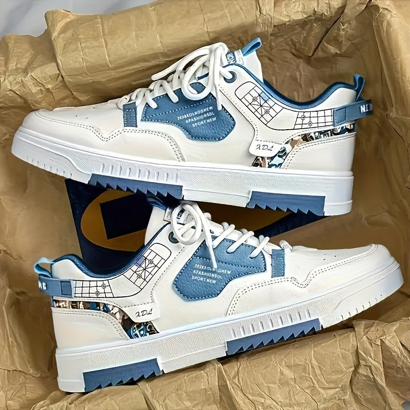 Men's Casual Skate Shoes Non-Slip Lace-Up Low Top PU Canvas All-Season