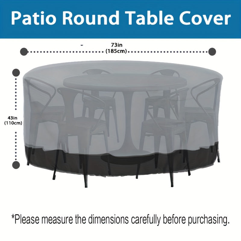 Round Patio Furniture Cover 210D Oxford Cloth Waterproof All-Season Outdoor Protection