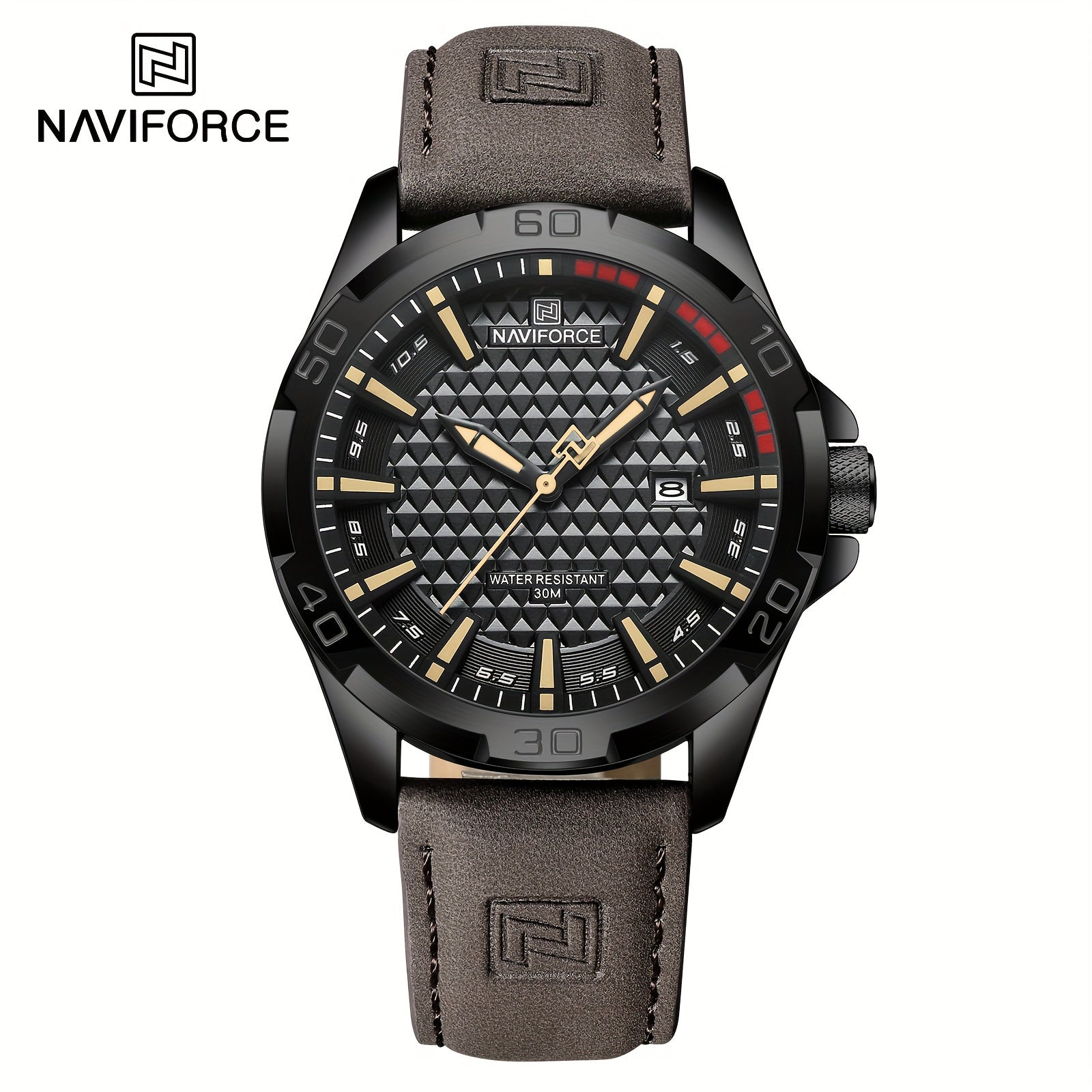 Men's Quartz Watch Carbon Fiber Dial Leather Strap Water Resistant Casual Style
