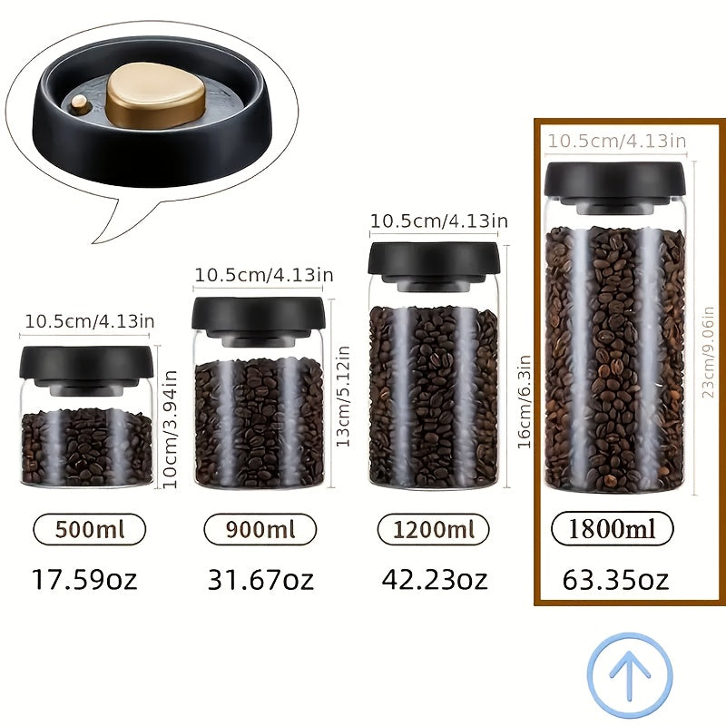 Airtight Glass Food Storage Container Round Canister for Nuts and Grains