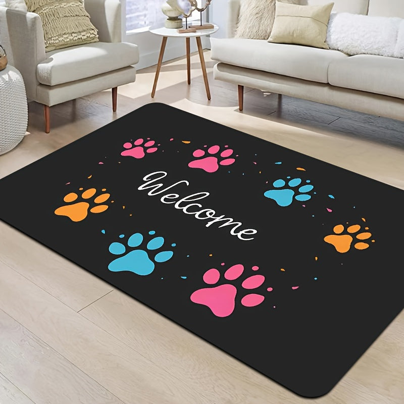 Paw Print Gaming Room Rug 8mm Thick Easy to Clean Durable Carpet for Any Room