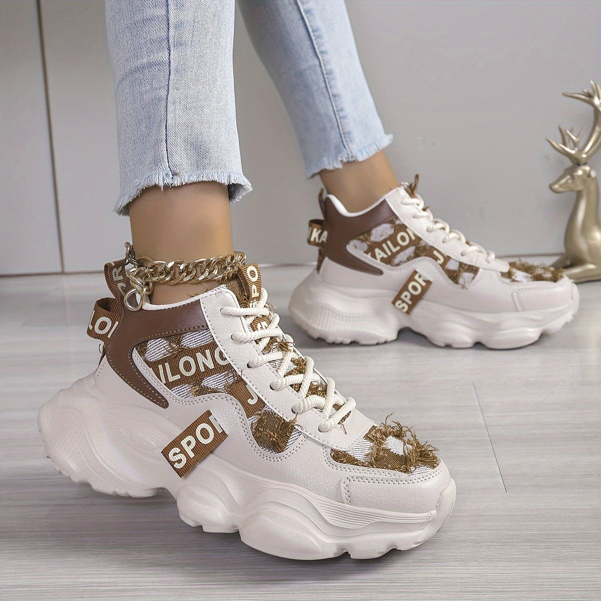 Women's High-Top Sneakers Breathable Fabric EVA Sole All-Season Lightweight