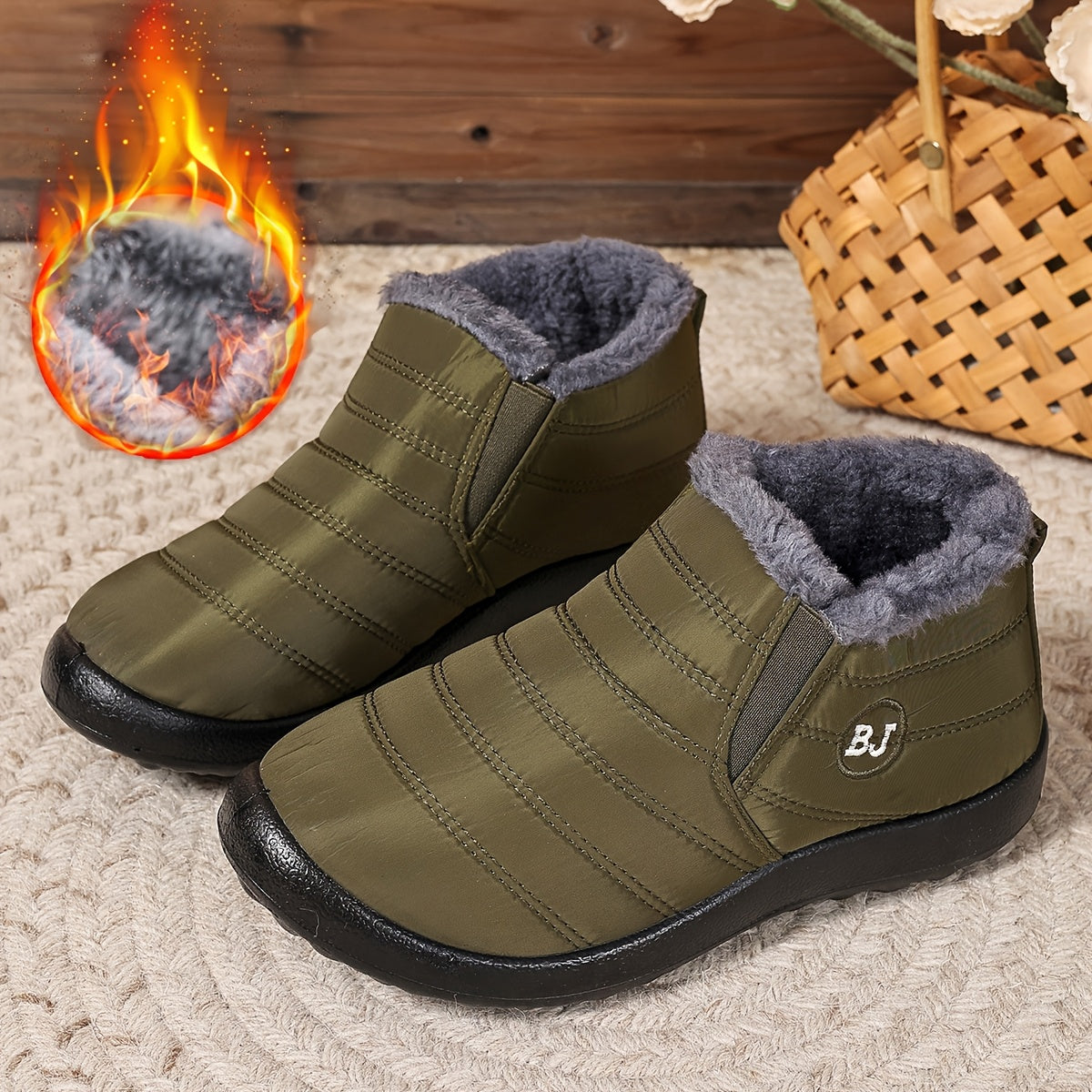 Женские зимние снегоступы с флисовой подкладкой, без шнурков, с противоскользящей подошвой из EVA