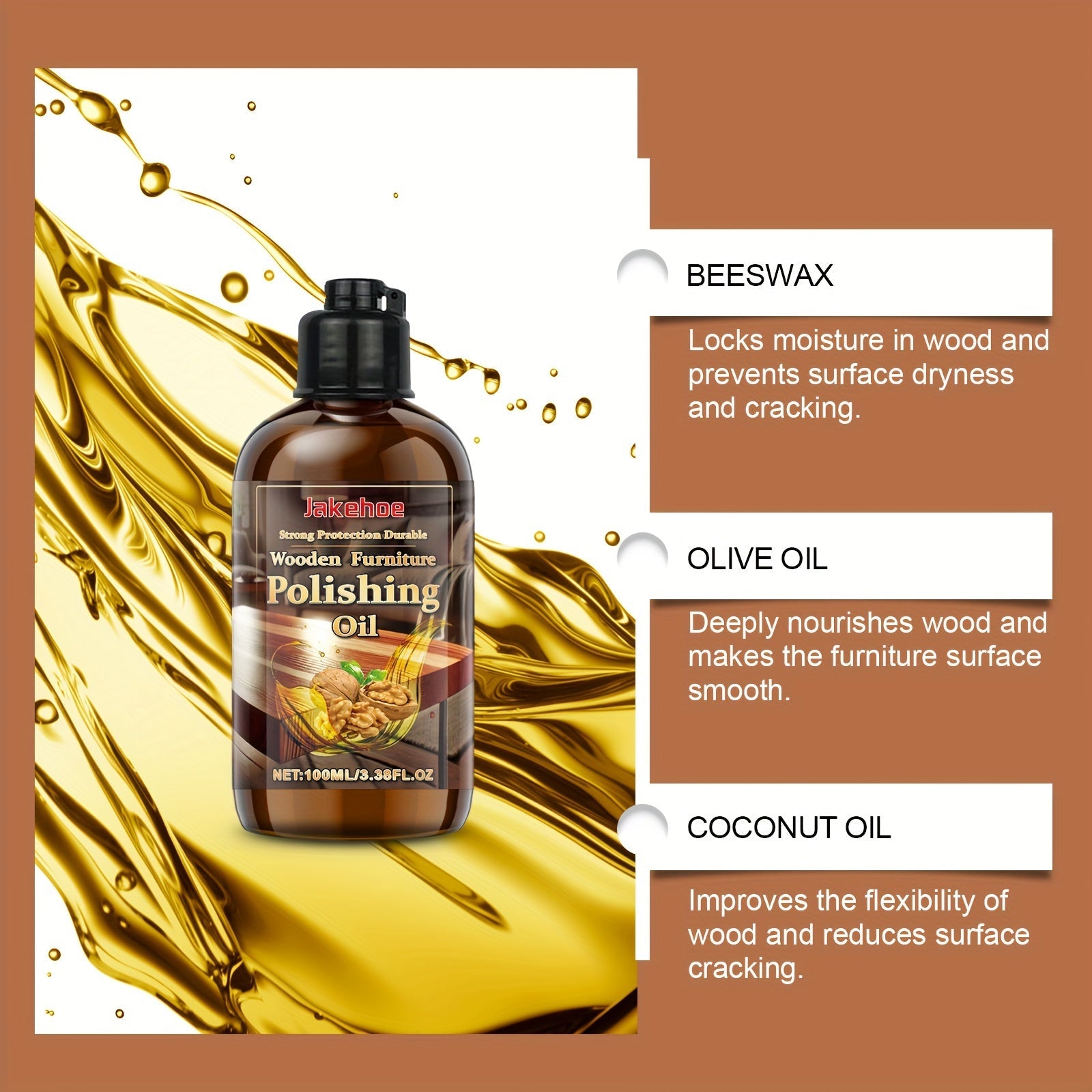 Wood Furniture Polish Oil for Shine and Protection, Suitable for Floors and Surfaces