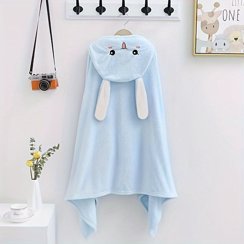 Мягкое и милое полотенце для купания с капюшоном в виде кролика для детей - с милым дизайном животного. Это полотенце с высокой впитываемостью, без запаха и машинной стирки. Идеально подходит для детей, размером 69,85x139,95 см синего цвета.