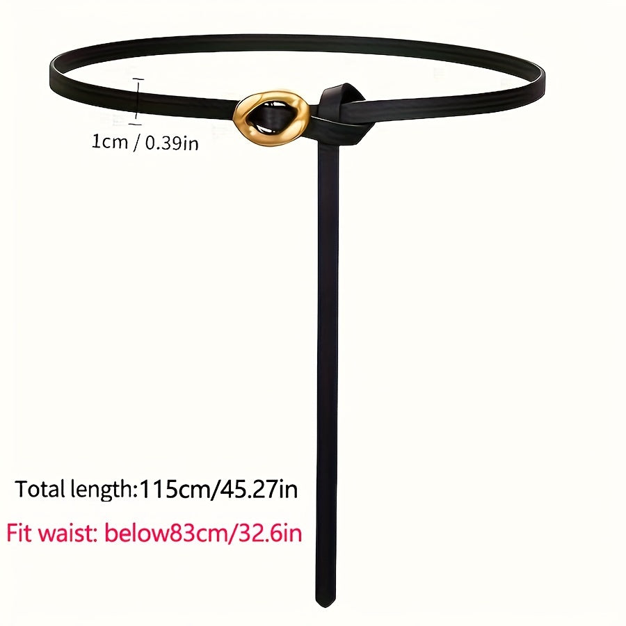 Women's Vintage Leather Knotted Girdle Belt Thin Waist for Skirt Coat Sweater