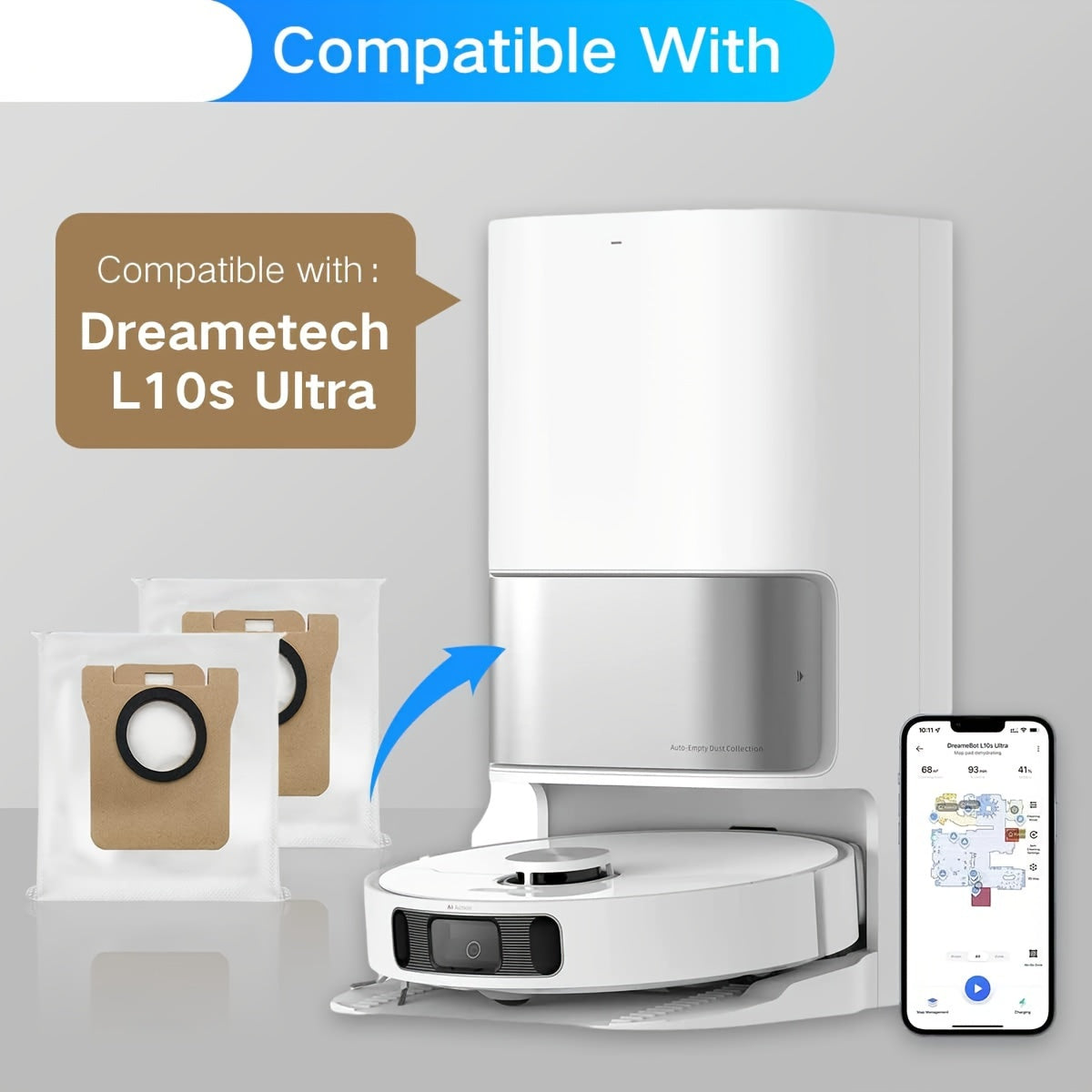 Robot Vacuum Dust Bags Long-Lasting Material Floor Attachment Enhancements