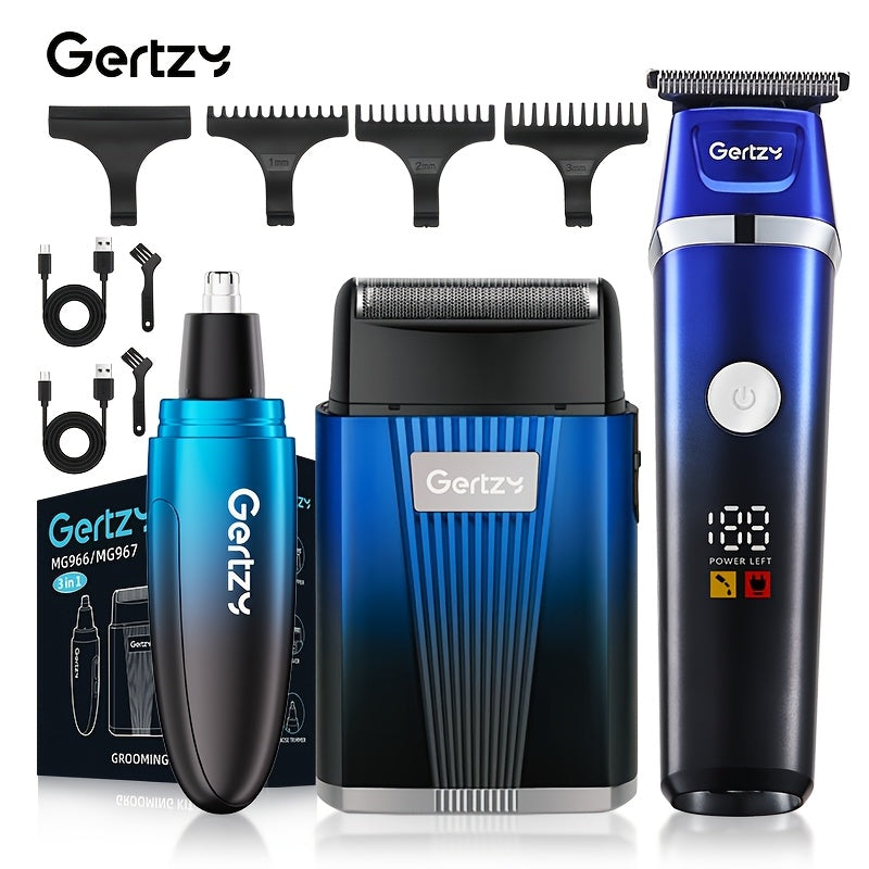 USB rechargeable electric shaver set for men includes nose hair trimmer hair clipper and precision trimmer