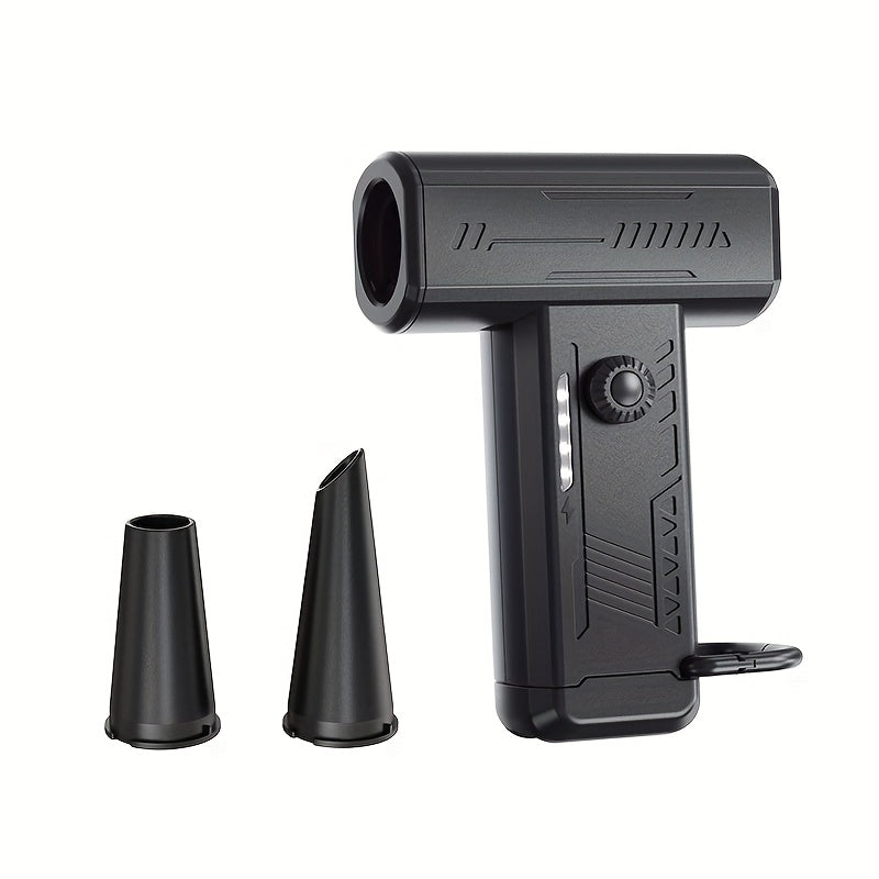 Mini Portable Turbo Fan with LED Light Dual Nozzles High-Speed Dust Removal for Home Office Car Camping