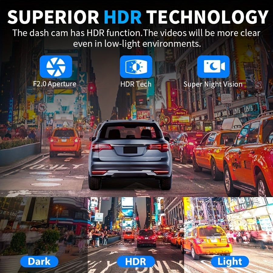 Car Front and Inside Dual Dash Camera 1080P HD Loop Recording