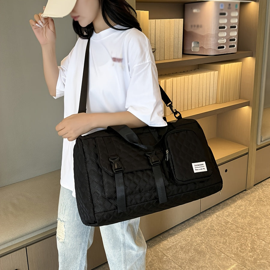 Durable Nylon Travel Duffle Bag for Overnight Trips in Gray Pink Purple Black