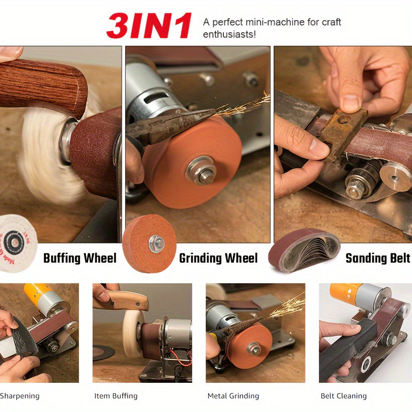 Electric Knife Sharpener with Adjustable Speed Belt Grinder for Kitchen and Craft Use