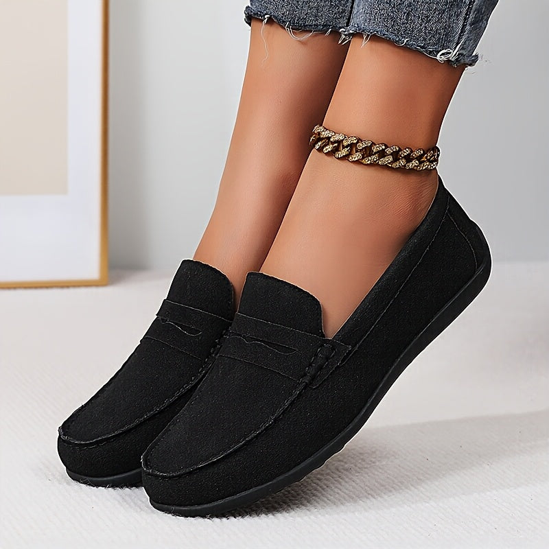 Women’s Faux Cover Loafers Slip-On Flats Round Toe Comfortable All-Season