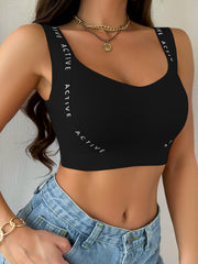 Wireless Tank Top Bra for Women with Letter Print Push Up Lingerie