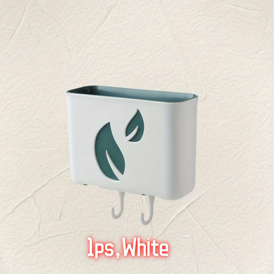 Wall-Mounted Storage Rack with Drainage, Single Tier, No-Drill Kitchen Bathroom Organizer