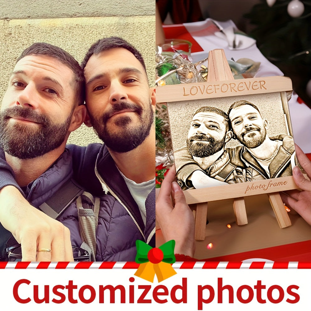 Уникальная рождественская елочная игрушка: ручная роспись деревянной фоторамки, индивидуально оформленная для домашнего и офисного декора, идеальный подарок для близких и домашних животных