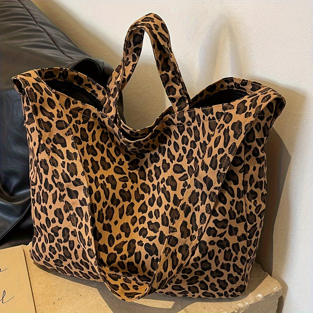 Ayollar uchun Leopard Print Tote Bag – Zamonaviy, Katta sig'imli, Ko'p funksiyali, Zipper yopilishi