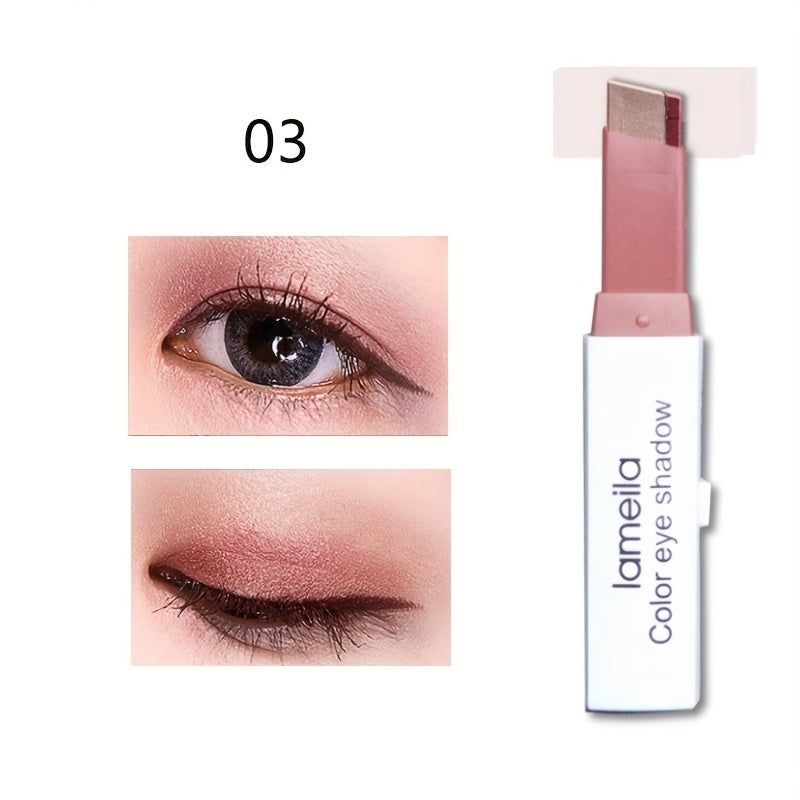 Women Two Tone Gradient Glitter Eyeshadow Stick Waterproof Long Lasting