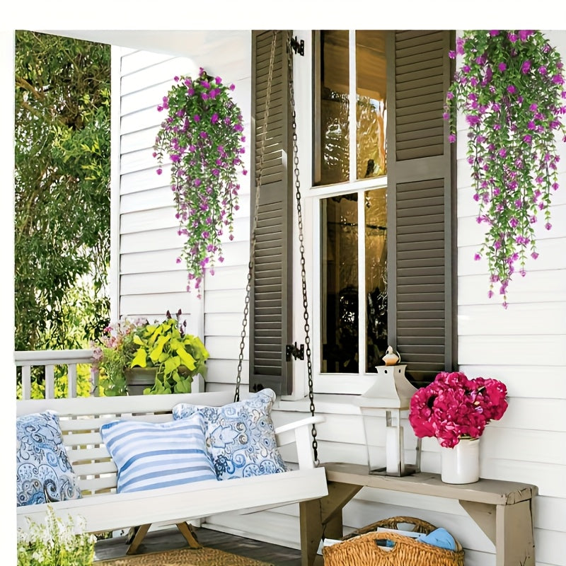 Sun'iy tog' kamelliya osma o'simliklar to'plami, 3 ta sun'iy yashil o'simliklar, uy va tashqi dekor uchun