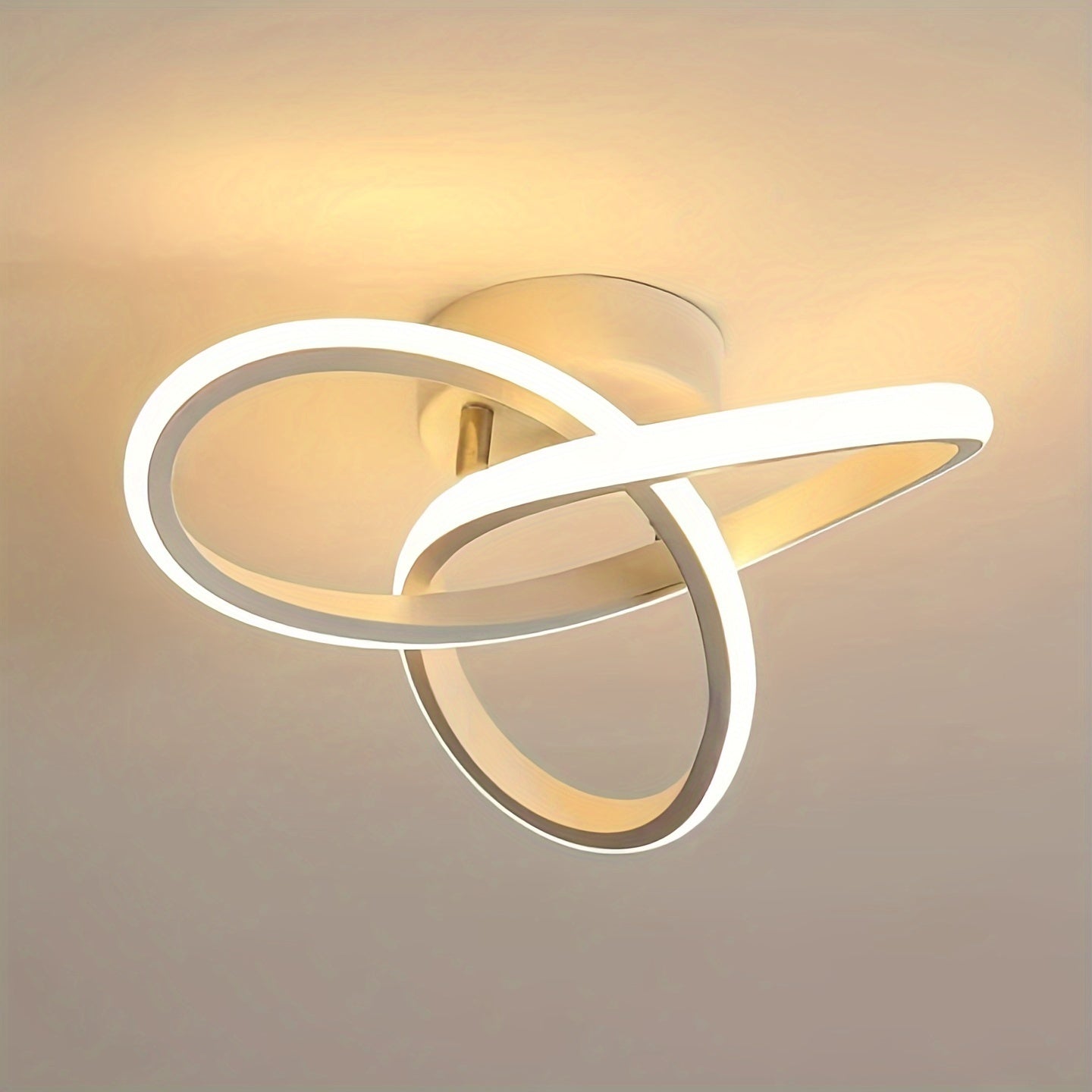 LED Ceiling Light Fixture Modern Knot Design Black White Metal Indoor Ambient Lighting